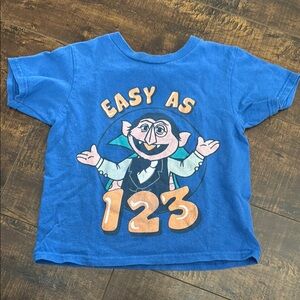 Sesame Street Blue Kids Shirt with Cartoon Print 3T